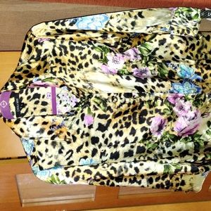 Laura Max Multi color Animal print silky blouse.